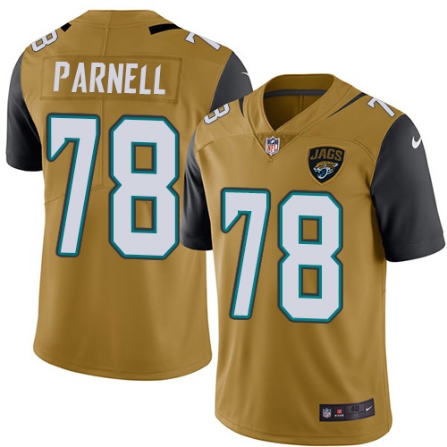 Men's Elite Jermey Parnell Nike Jersey Gold - #78 Rush NFL Jacksonville Jaguars